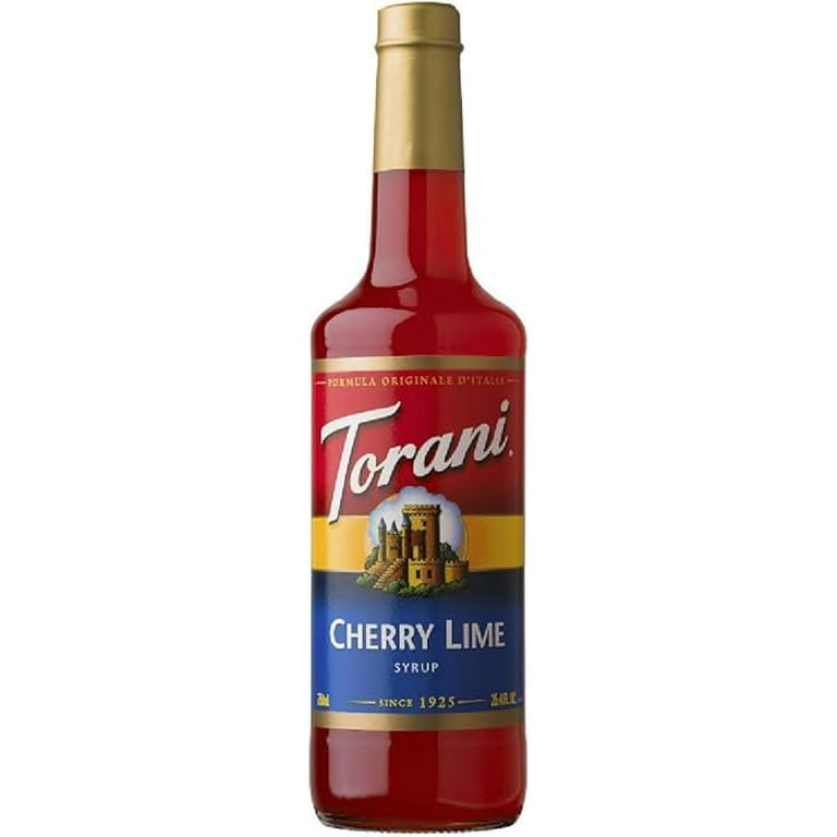 Torani Cherry Lime Syrup, 750mL (25.4 fl oz) Bottle + Gold Pump