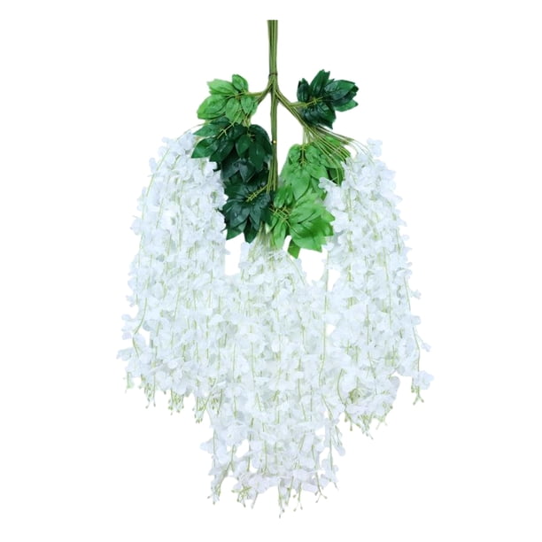 Flores artificiales de glicina, guirnalda colgante de glicina falsa, cadena de flores de seda sintética para arco de boda, ceremonia, fiesta, jardín, hogar, decoración de fondo.