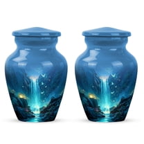 Yatskia Waterfall with Butterflies Small Urns for Human Ashes Keepsake Adult Brother and Sister, Little Funeral Keepsake Urn for Ashes Adult Male, (Classic Pack of 2, 3 Inch)