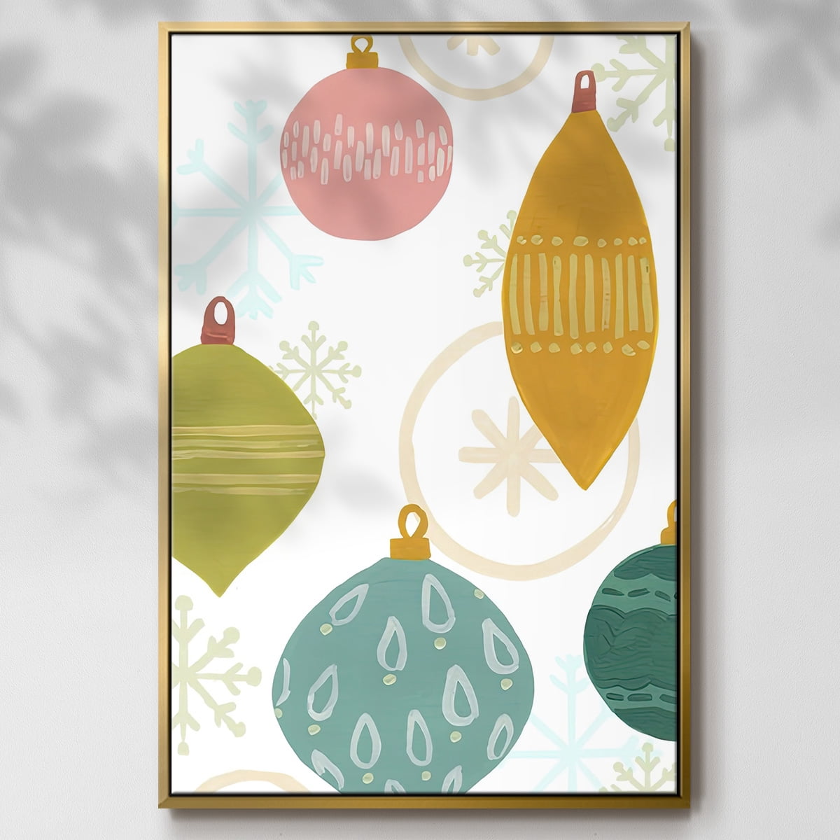 Modern Holiday Collection B - Framed Gallery Wrapped Holiday Canvas - 17 x 25 - Gold Frame
