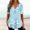 Light Blue, variant on Jacenvly 2024 short sleeve summer shirts for women Loose Women's Print Button Short Sleeved Round Neck T-shirt Top Quick drying Floral Ruffle Trim Flouncev neck t shirts plus size tops Gray
