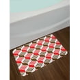 thumbnail image 2 of Abstract Bath Mat, Vintage Dimension Background Geometric Squares Artful Digital Design, Non-Slip Plush Mat Bathroom Kitchen Laundry Room Decor, 29.5 X 17.5 Inches, Chocolate Scarlet White, Ambesonne, 2 of 2