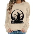 thumbnail image 2 of Mifsaly Halloween Sweatshirts for Women Witch Silhouette Graphic Pullover Tops Comfortable Loose Casual Fall Holiday Festival Sweatshirt Khaki,L, 2 of 6