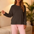 thumbnail image 5 of Flannel Pajamas for Women Long Sleeve Fuzzy Lounge Top Regular Fit Warm Winter Sleep Shirts, 5 of 9