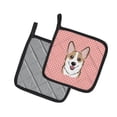 thumbnail image 2 of Carolines Treasures BB1253PTHD Checkerboard Pink Corgi Pair of Pot Holders , 7.5HX7.5W, multicolor, 2 of 3