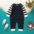 thumbnail image 6 of XDZJLR Baby Boy Girl Christmas Outfit Romper Xmas Cozy Winter Knitted Reindeer Fair Isle Jumpsuit Soft Warm Playwear Outfit Dark Blue 9-12 Months, 6 of 9