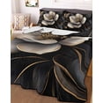 thumbnail image 2 of Black Gold Flower Summer Quilt Set Full Size,Soft Microfiber Quilted Bedding Set with 2 Pillow Shams,Gradient Luxurious Floral Botanical Lightweight All Season Bedspread Coverlet for Bedroom 78"x90", 2 of 6