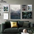 thumbnail image 3 of Paisaje de bosque de nieve nórdica, cartel de ciervos, Animal, lago, barco, hojas de Navidad, montaña, nieve, impresiones, pintura, decoración de imagen natural, 3 of 4