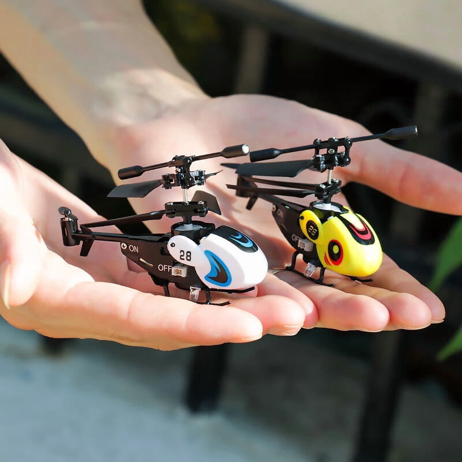 Funtogether Toys Mini RC Helicopter, 2-Channel Remote Control Helicopter for Beginners, Easy-to-Fly Indoor Micro Airplane with LED Lights