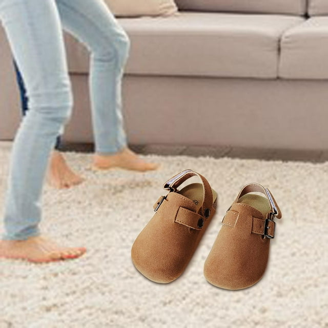 Zuecos de gamuza para niños,Zapatos para caminar,Zuecos lindos antideslizantes para niños,Zuecos elásticos de lana para niños para interiores, bebés, 26