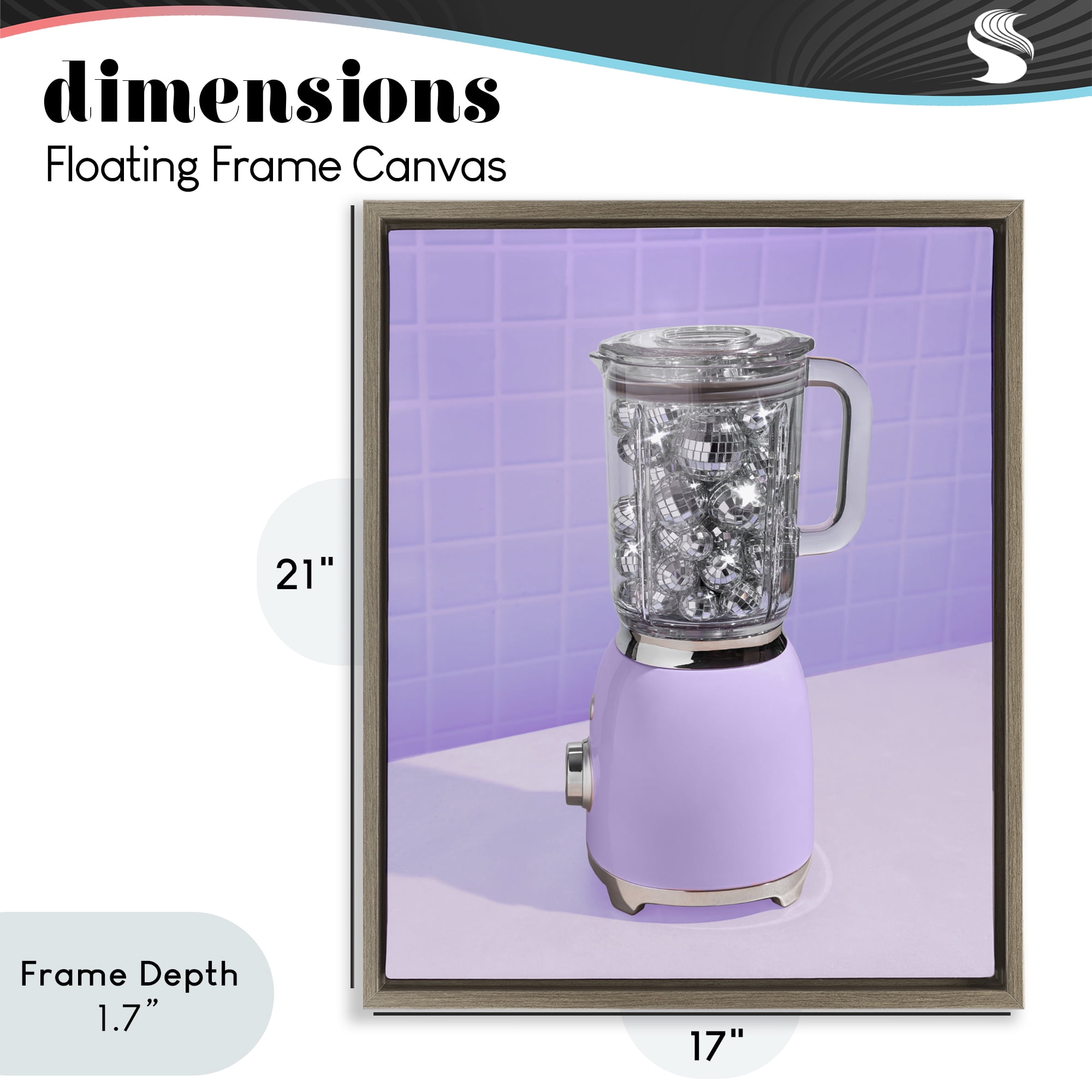 Stupell Industries Disco Drink Blender over Purple Brown Framed Floater Canvas Wall Art, design by LISH Creative