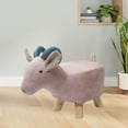 thumbnail image 6 of Animal Footstool Footrest Ottoman Cute Cartoon Wood Sofa Tea Stool Ottoman for Guest Room, Porch, Entryway, Living Room, Indoor Outdoor pink sheep, 6 of 9