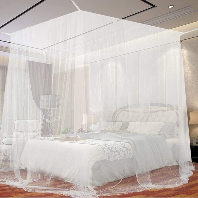 Mosquitera de cuatro puertas, ligera y transpirable para camas individuales y dobles, lavable, de secado rápido y fácil de cuidar, protección natural contra insectos de malla fina