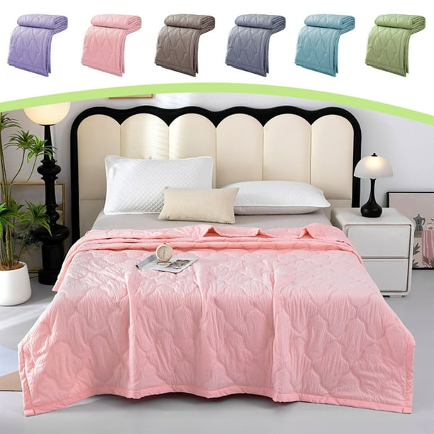 Edredón de verano refrescante | Manta fina de aire acondicionado Ice Silk - Manta ligera y transpirable para durmientes calientes | Lavable a máquina | 100x150cm | Gris, Azul, Rosa, Verde, Morado