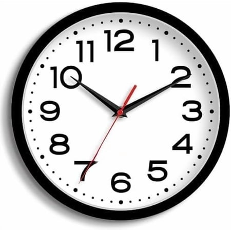 Wall Clock 16 Inch Silent Non-Ticking Modern Clock Battery Operated Classic Simple Minimalist Analog Decorative for Kitchen, Living Room,Office, Bedroom, Bathroom (Black)