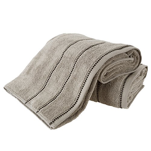 Bedford Home 67A-82719 Ensemble de Serviettes de Luxe en Coton - Ensemble de Draps de Bain 2 Pcs en Coton 100 % Zéro Torsion (Taupe/noir)