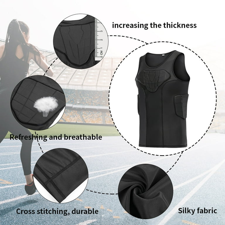 TUOYR Padded Compression Shirt Chest Protector Heart Guard Sternum Protective Sleeveless Vest for Football Baseball Lacrosse and Goalies - Youth & Adult Sizes : Sports & Outdoors
