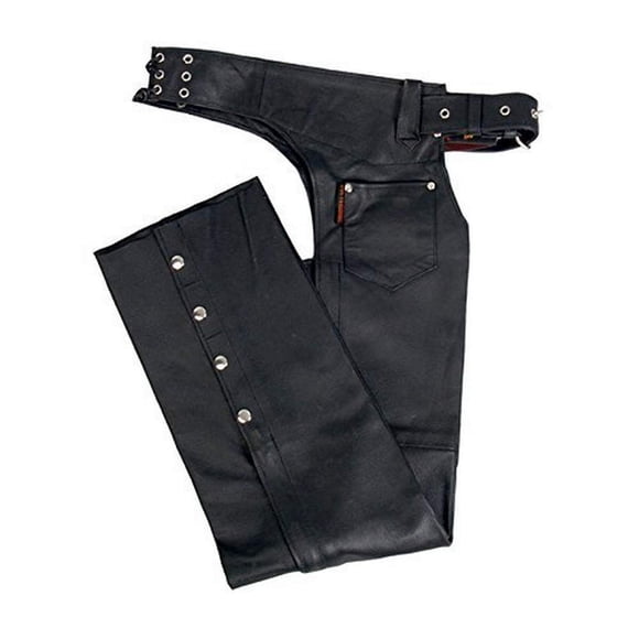 Hot Leathers Chaparreras de cuero totalmente forradas (negro grande)