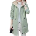 thumbnail image 2 of Chaqueta con Cremallera y Bolsillos para Mujer, Sudadera Larga Extragrande con Capucha, Abrigo Afelpado y Cálido. Verde XXL, 2 of 7