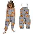 thumbnail image 2 of Generic Clearance Kids Indoor Romper Toddler Baby Girl Halloween Prints Jumpsuit Sleeveless Pumpkin Romper Outfits Pant Clothes for Casual Fashion Lightweight (3-4 Years,Orange), 2 of 4