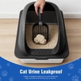 thumbnail image 4 of EDX Stainless Steel Cat Litter Box with Lid, XL Extra Large Cat Litter Box for Big Cats, High Wall Sides, Never Absorbs Odors, Anti-Urine Leakage, Easy Cleaning, Scoop and Mat Included, Black, 4 of 8