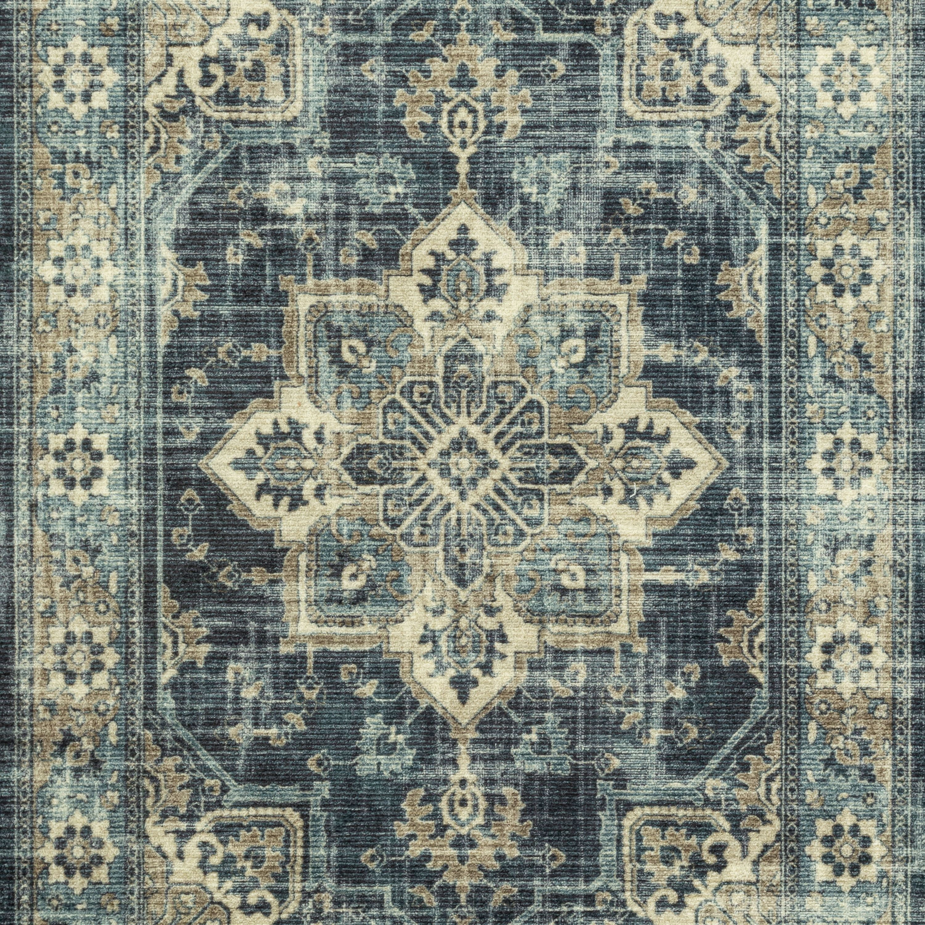 Mainstays Distressed Vintage Blue Persian Indoor Area Rug, 4'x5'4"