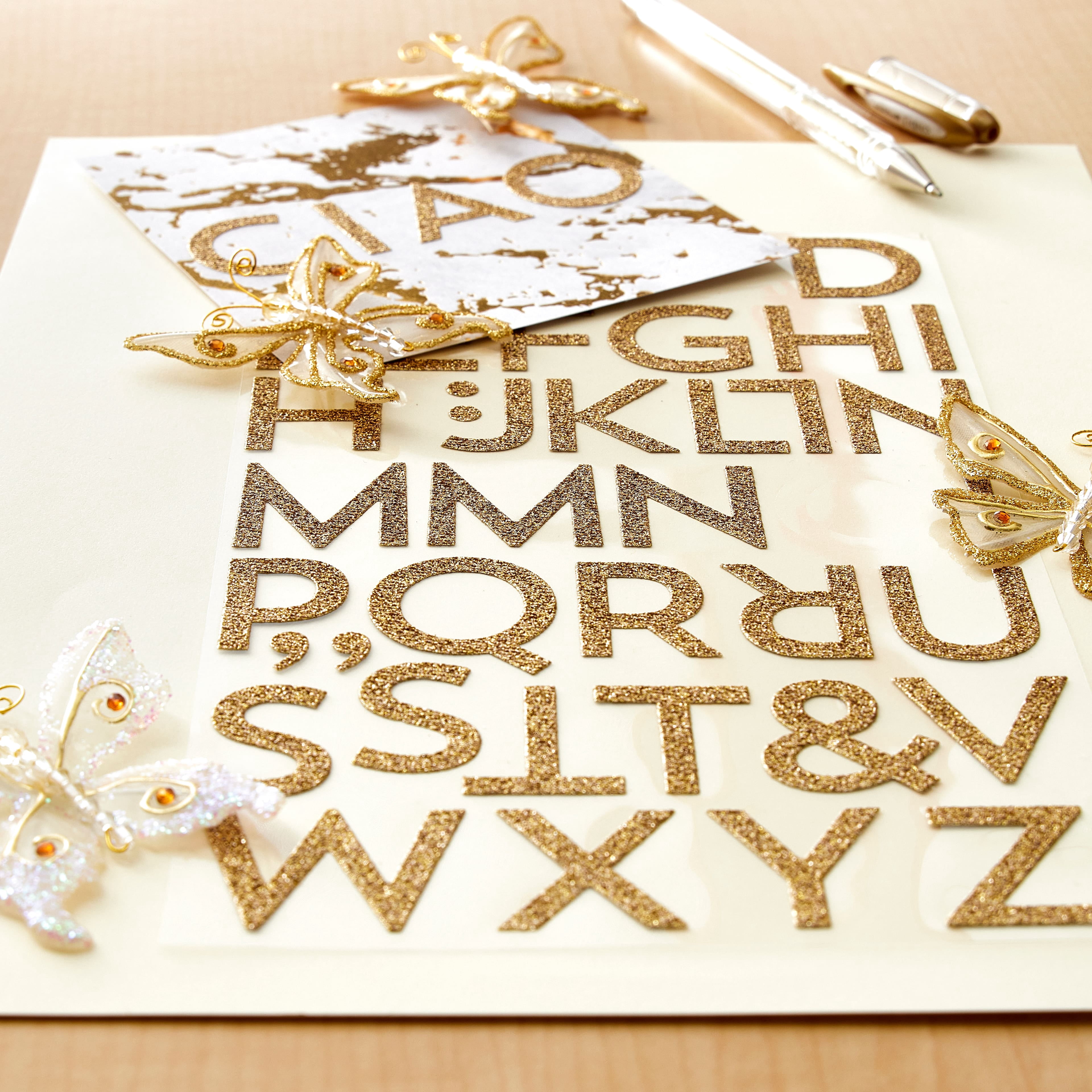 Recollections Gold Glitter Block Alphabet Stickers, 12 Pack