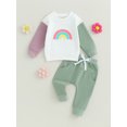 thumbnail image 2 of GXFC Toddler Girls Fall Outfits Clothes 6M 1T 2T 3T Kids Girls Long Sleeve Rainbow Sweatshirt and Elastic Waistband Sweatpants 2 Piece Casual Autumn Clothing for Children Girls, 2 of 9