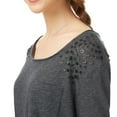 thumbnail image 2 of Aeropostale Womens Fabric Trinket Ls Embellished T-Shirt, Black, Juniors, X-Large, 2 of 2
