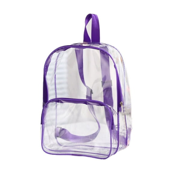 Yhmxh Heavy Duty Clear Backpac, Large Transparent Clear Backpack, See Through Multiple Pockets Large Capacity Backpack for College, School, Work, Security Travel & Sports(Purple)