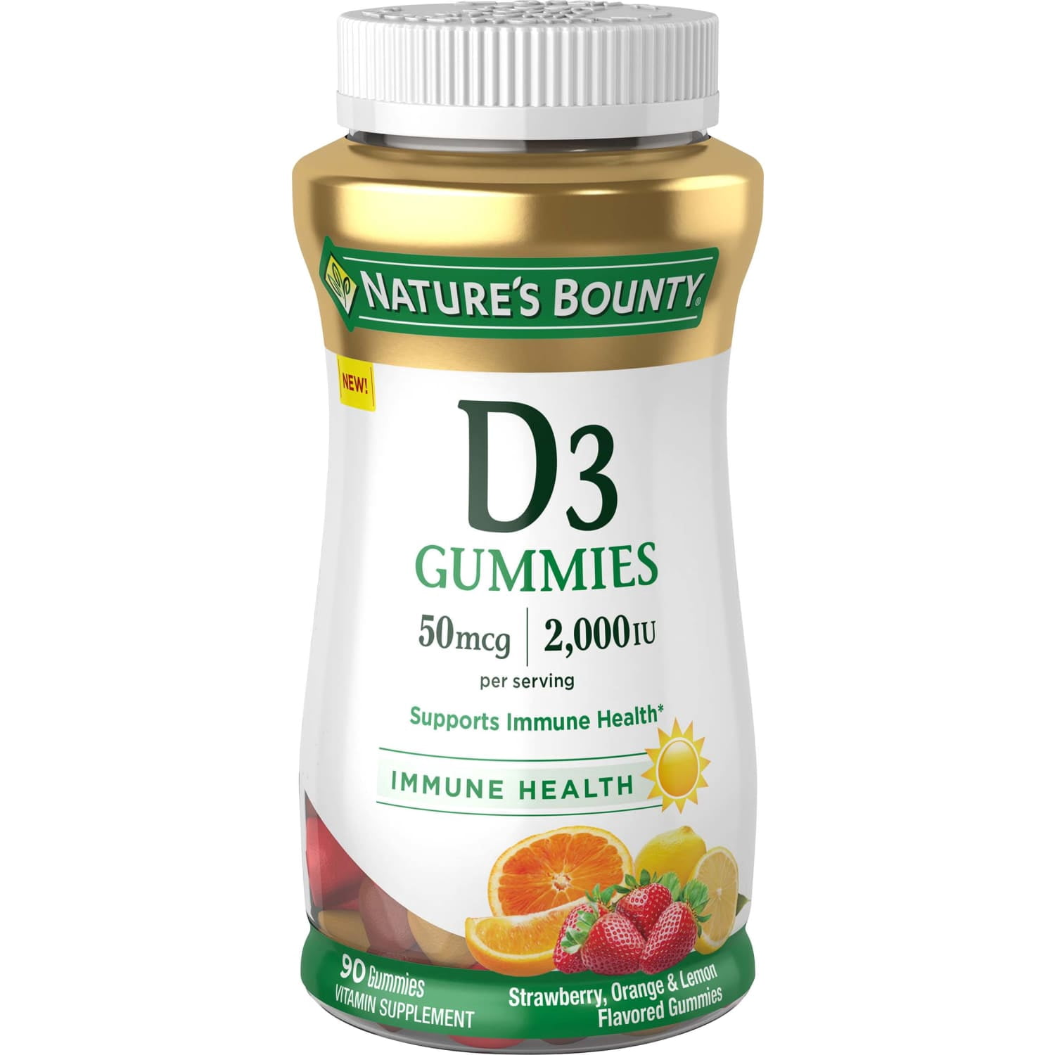 Nature's Bounty Vitamin D3 Gummies, 50 mcg, 2000 IU, 90 Ct