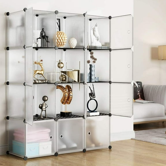 UWR-Nite Portable Storage Cubes - 14" x14" Cube (12 Cubes)-More Stable Cube Shelves with Doors, Modular Bookshelf Units, Clothes Storage Shelves, Room Organizer for Cubby Cube