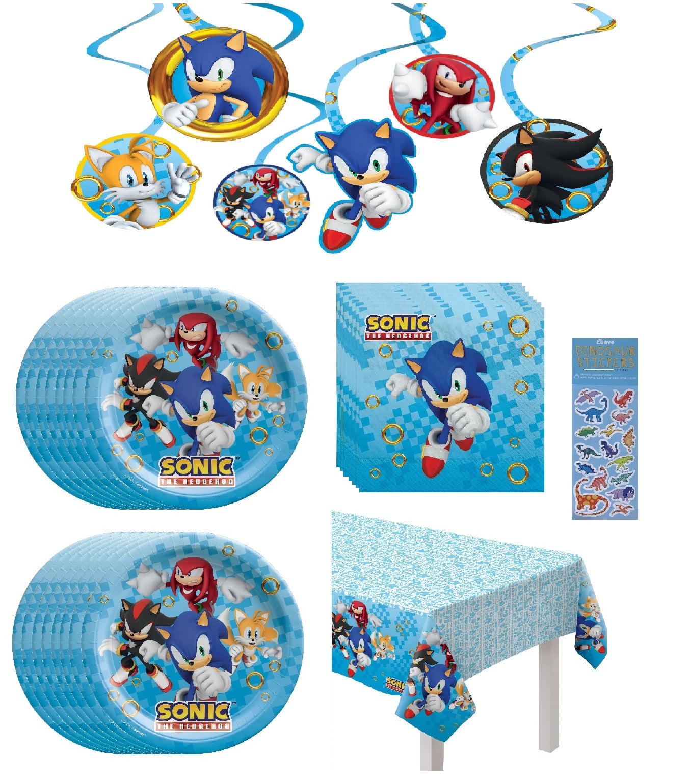  Sonic The Hedgehog Party Supplies Pack Serves 16 - 9 Inch Paper  Plates Luncheon Napkins 9 Ounce Cups and Rectangular Table Cover with  Birthday Candles - Bundle for 16 : Home & Kitchen