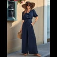 thumbnail image 4 of Mono de Mujer de Corta con Cuello en V, Elegante, Informal, con Pierna y Pantalones. Azul Oscuro M, 4 of 10