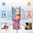 thumbnail image 4 of 40oz Fashion Leopard Pattern Stainless Steel Flip Straw Tumbler Spill Proof Travel Cup Double Wall Vacuum Insulated Coffee Mug with Top Handle, 4 of 6