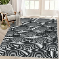 HOMERRY Rugs for Living Room 5' x 7' Washable Non Slip Soft Indoor Carpet Contemporary Stripes Print Accent Rug for Bedroom Black