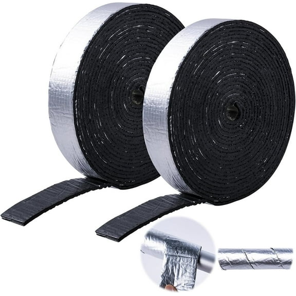 32.8 FT Self Adhesive Pipes Wrap,2 PackPipe Insulation Wrap,Foil Pipe Wrap,Waterproof Water Pipes,Pipe Insulation Foam Tape for Winter Cold Hot Water Pipes