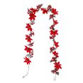 thumbnail image 1 of Guirnalda navideña de bayas rojas artificiales de ratán con piñas y flores, guirnalda de bayas artificiales, decoraciones navideñas para chimeneas de interior y exterior, vacaciones de invierno,, 1 of 6