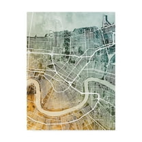 Trademark Fine Art 'New Orleans City Street Map Teal Orange' Canvas Art by Michael Tompsett