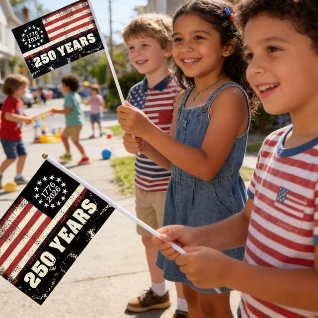 20Pcs America 250th Anniversary Celebration Hand Held Banner Independence Day Celebration Hand Shake Banner For Outdoor Events Party