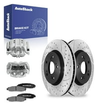 AutoShack Front Drilled & Slotted Brake Rotors Ceramic Brake Pads Calipers | Replacement for Honda Accord Crosstour 2012-2015 Crosstour 2012-2016 CR-V | E-Coated | 8-PC Brake Kit | ShadowGuard