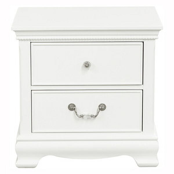 Wooden Night stand With 2 Drawers, White - Saltoro Sherpi