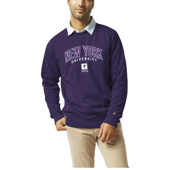 Men's League Collegiate Wear  Heather Purple NYU Violets  Heritage Tri-Blend Pullover Sweatshirt