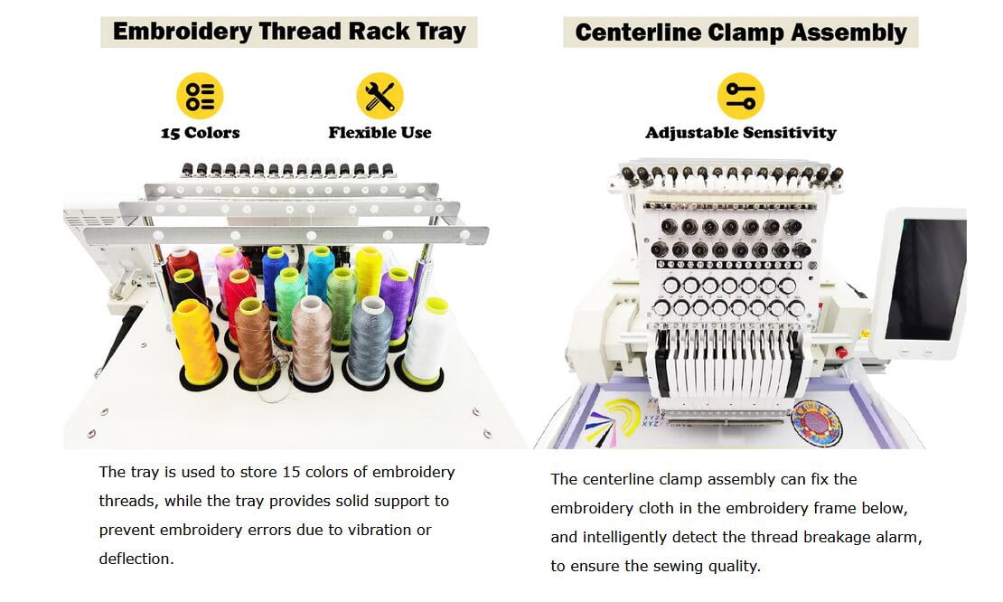 15 Needles Automatic Embroidery Machine Flat Garments Hat Computerized Embroidery Machine