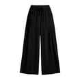 thumbnail image 6 of PLHWHYQ Linen Wide Leg Pants for Women Flowy Palazzo Drawstring Elastic Waist Trousers with Pockets Summer Beach Vacation Clothes Black XXXL, 6 of 6