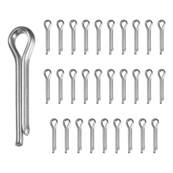 Uxcell 30-Pack Pasadores de Cotter, M2.5x10 Sujetadores de Resorte de Acero Inoxidable Pasador de Enganche para Bloqueo de Remolque/Abrazaderas, Clips R [Plateado]