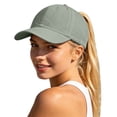 thumbnail image 2 of Qicasul Women's Breathable Mesh Baseball Cap with Ponytail Hole,Outdoor Sports Sun Protection Hiking Golf Hat Green, 2 of 5