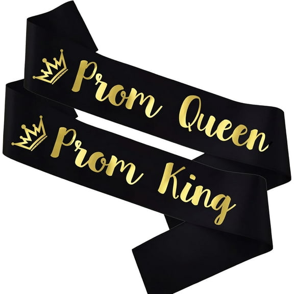 1 pcs Prom King and Prom Queen Sashes - Black Gold Prom Sashes for Prom Court High School Dance Party, Costume Event Graduation Party Accessories