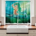 thumbnail image 2 of Ambesonne Ocean Kitchen Curtains, Mermaid Tail Waves Sea, 55"x45", Blue Green, 2 of 3