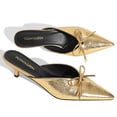 thumbnail image 3 of RONILURN Kitten Heels for Women Heeled Mules Stiletto Pumps Bow Closed Toe Pointed Toe Low Heel Slip on Fashion Metallic Backless Prom Party Dressy, 3 of 8